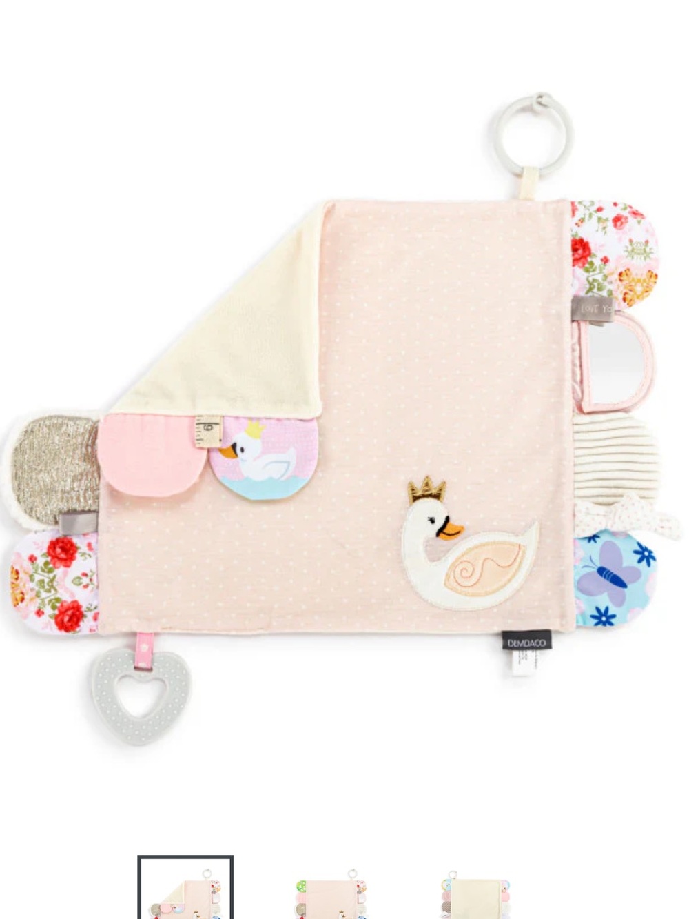 New! Demdaco Activity Sensory Blankie - Pink Swan